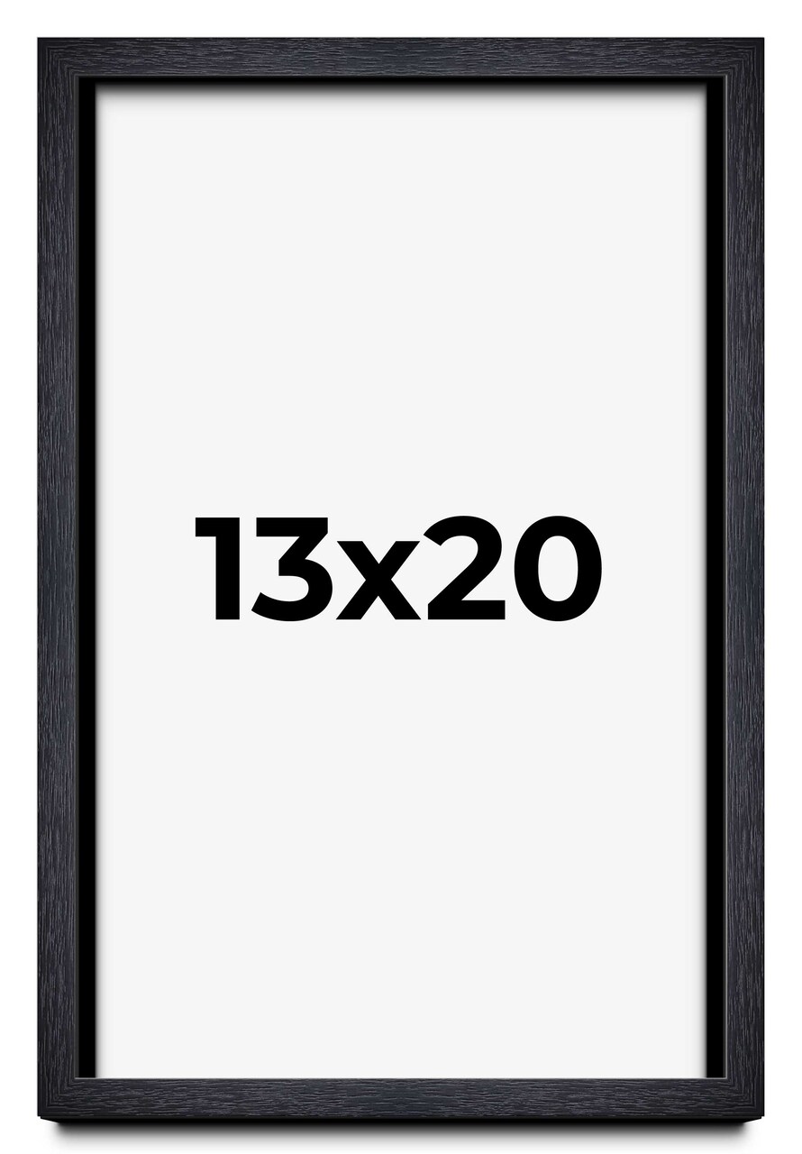 13x20 Shadow Box 1" Depth Black Picture Frame - UV Acrylic, Backing, Hanging Hardware